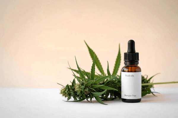 Premium THC Oel Flasche im modernen minimalistischen Design