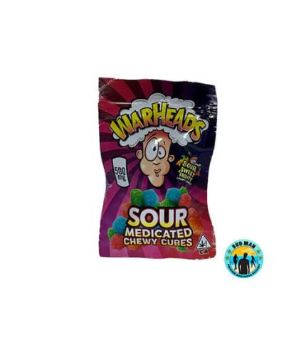 Warheads Sour Medicated Chewy Cubes 500mg Packung Vorderansicht