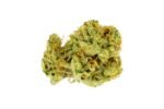 Lemon Haze Cannabis Blüte mit kristallinen Trichomen und hellgrünen Härchen